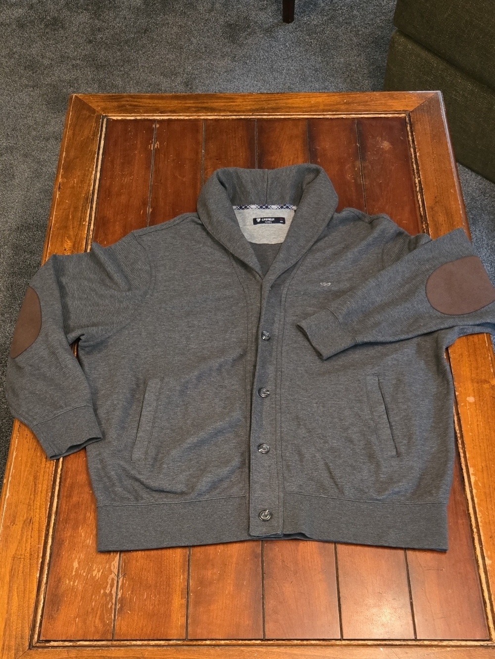 Men's Shawl Collar Button-Up in Charcoal Gray